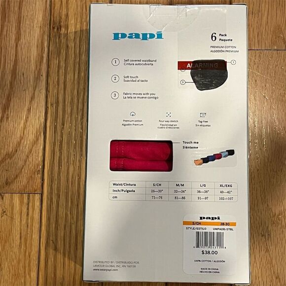 Papi Men's Low Rise Briefs 6 Pack Multicolor Tagless Size S - Picture 5 of 7